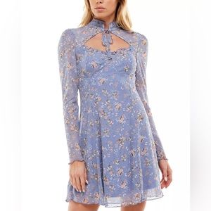 🌴 Ultra Flirt Floral Tie-Neck Fit & Flare Blush Dress